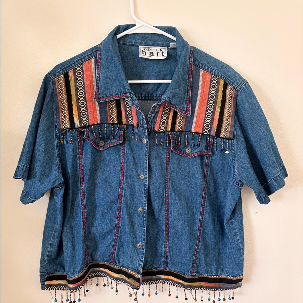 Vintage KEREN hart Blue Denim Shirt